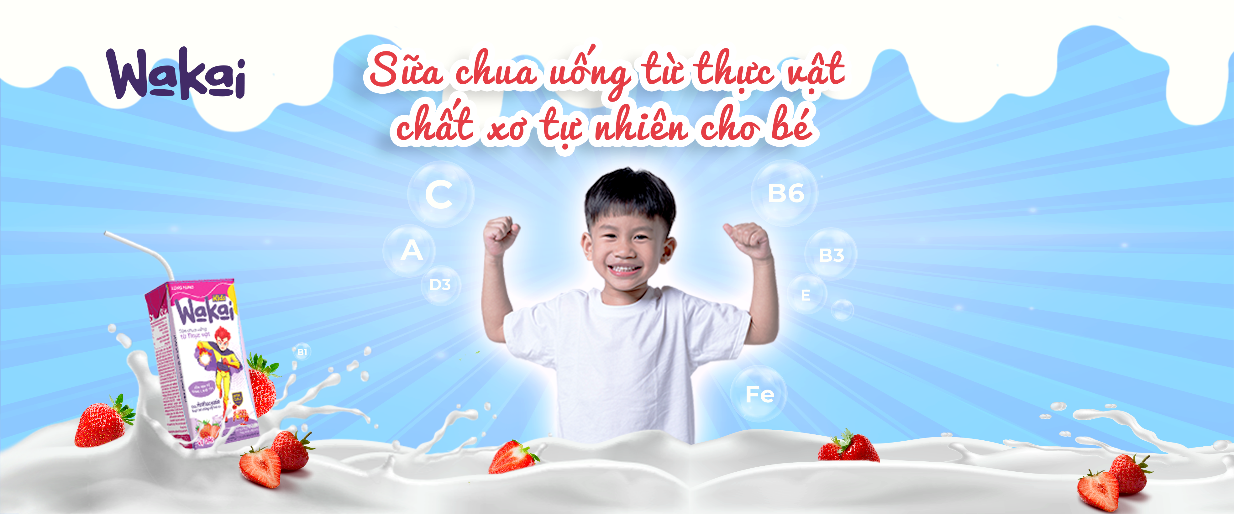 Lốc 4 Hộp Sữa Chua Uống Cho Bé Từ Thực Vật Wakai Kids (110ml x 4 hộp)