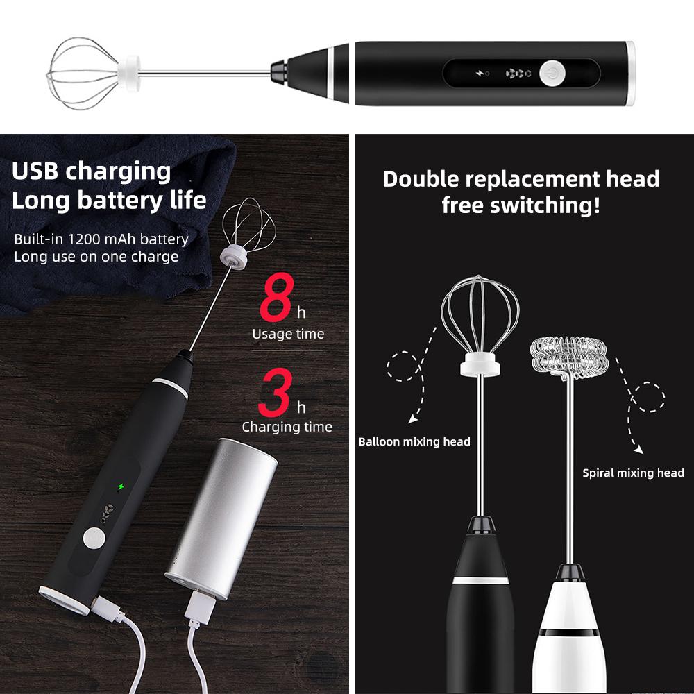 3 Tốc Độ Điện Đánh Cà Phê Sữa Drink Frother Sữa Rửa Mặt Foamer Phối USB Sạc Cầm Tay Máy Xay Thực Phẩm Dụng Cụ Nhà Bếp Nướng