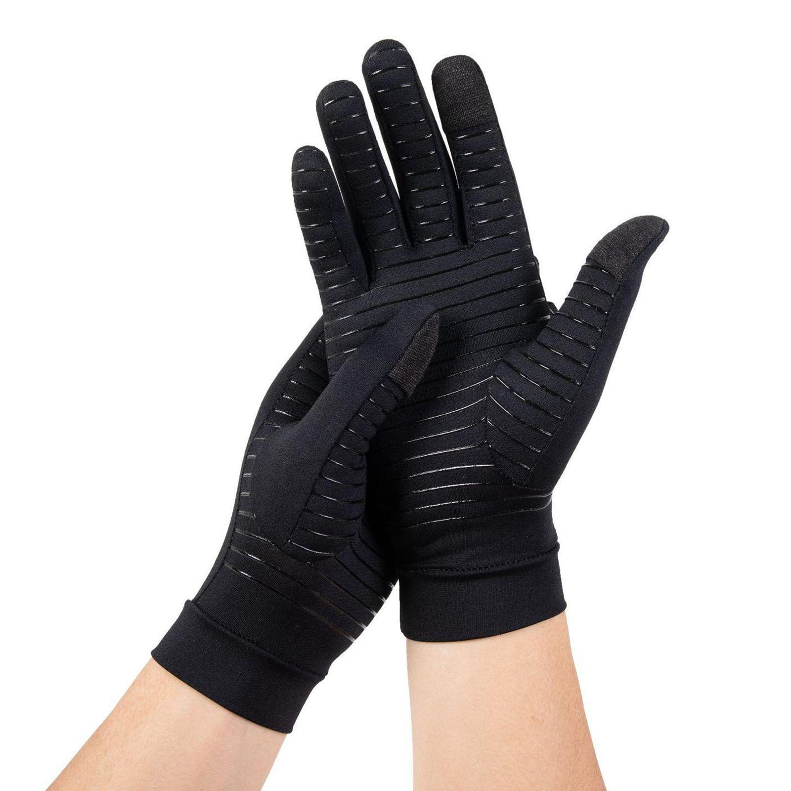2xMens Gloves Copper Fiber Spandex Touch Screen Running Sports Winter Warm M