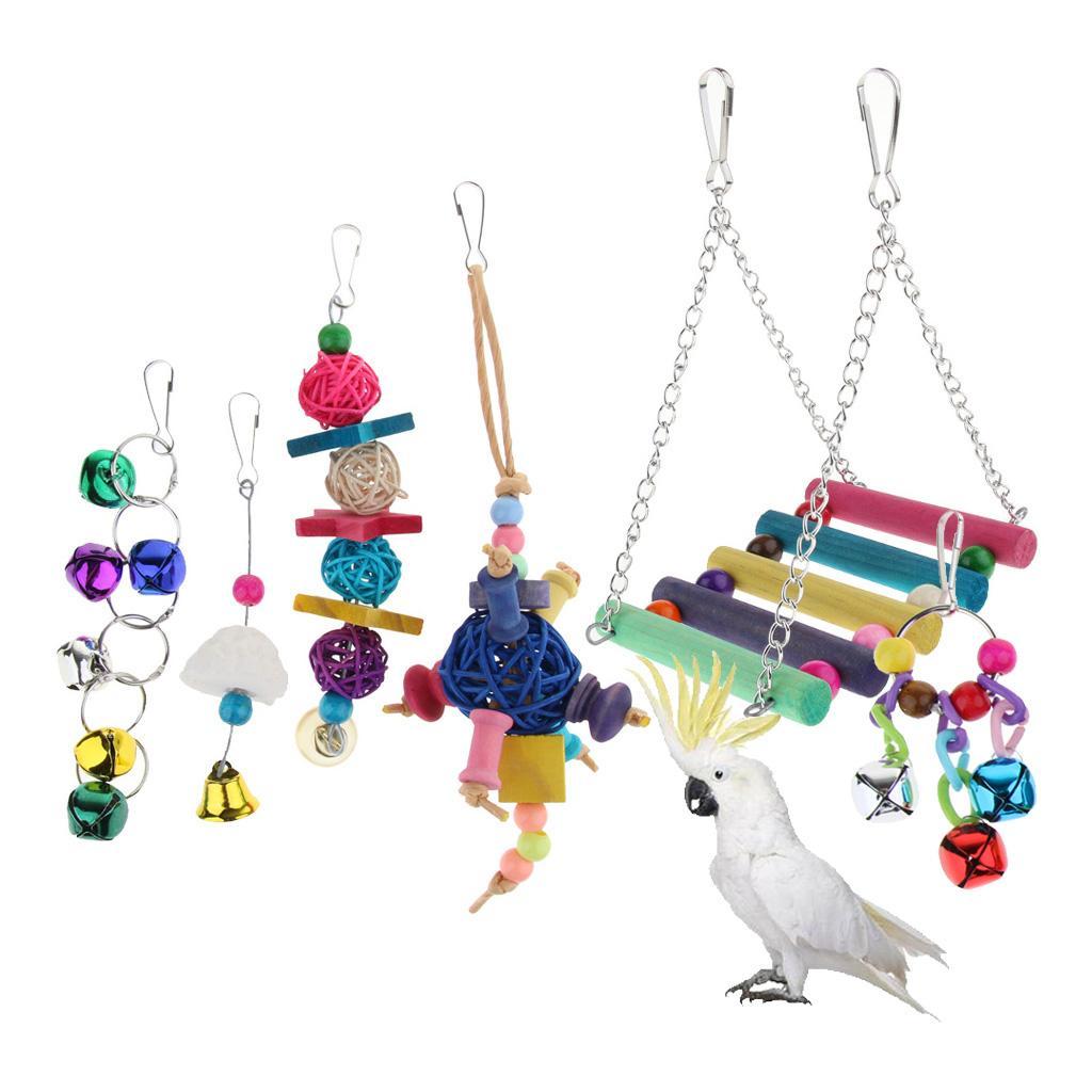 6PCS Parakeet Bird Toys Parrot Perches Swing