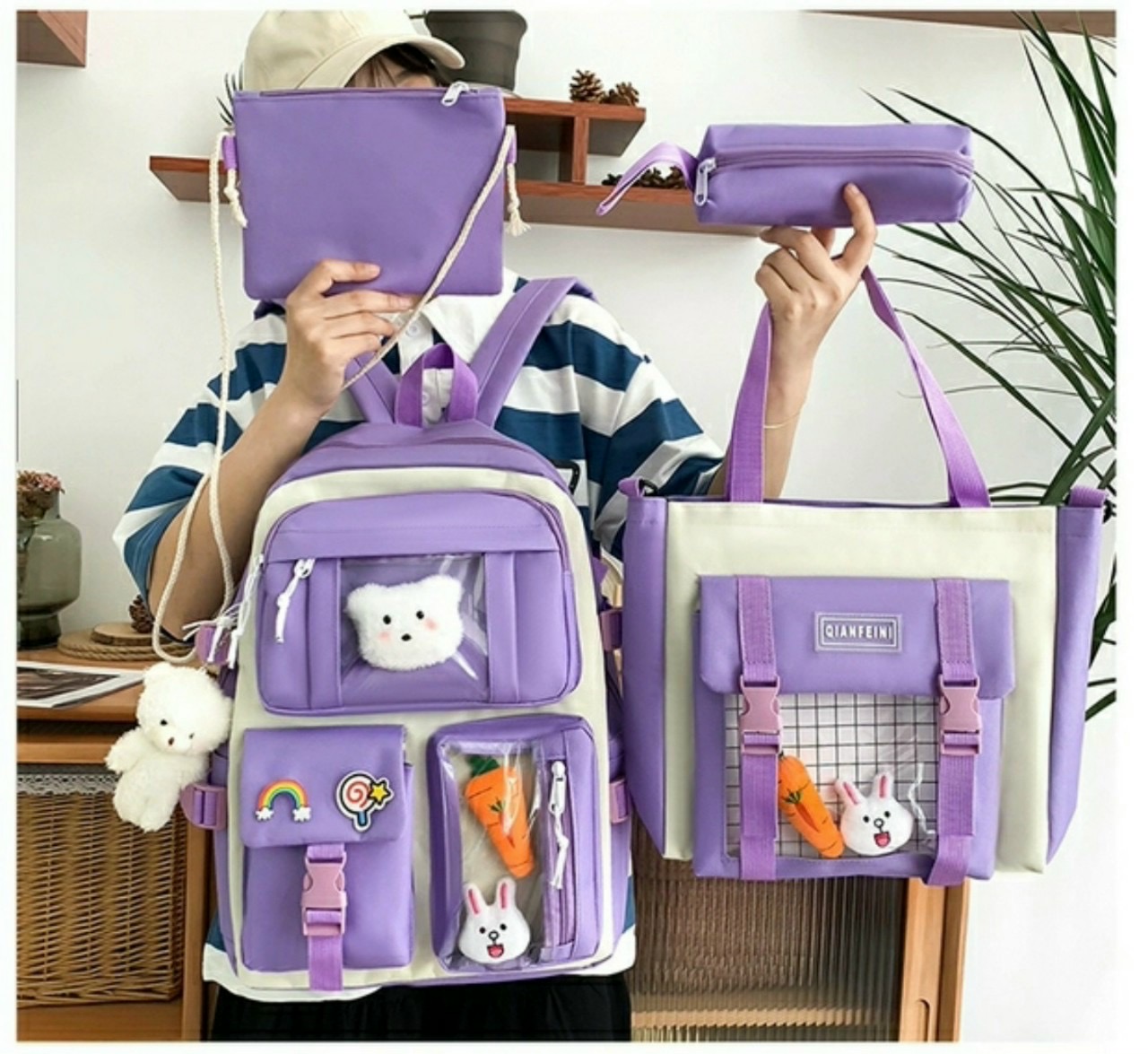 Set 4 món balo, túi thời trang đi học, giá rẻ - 3 HỘP