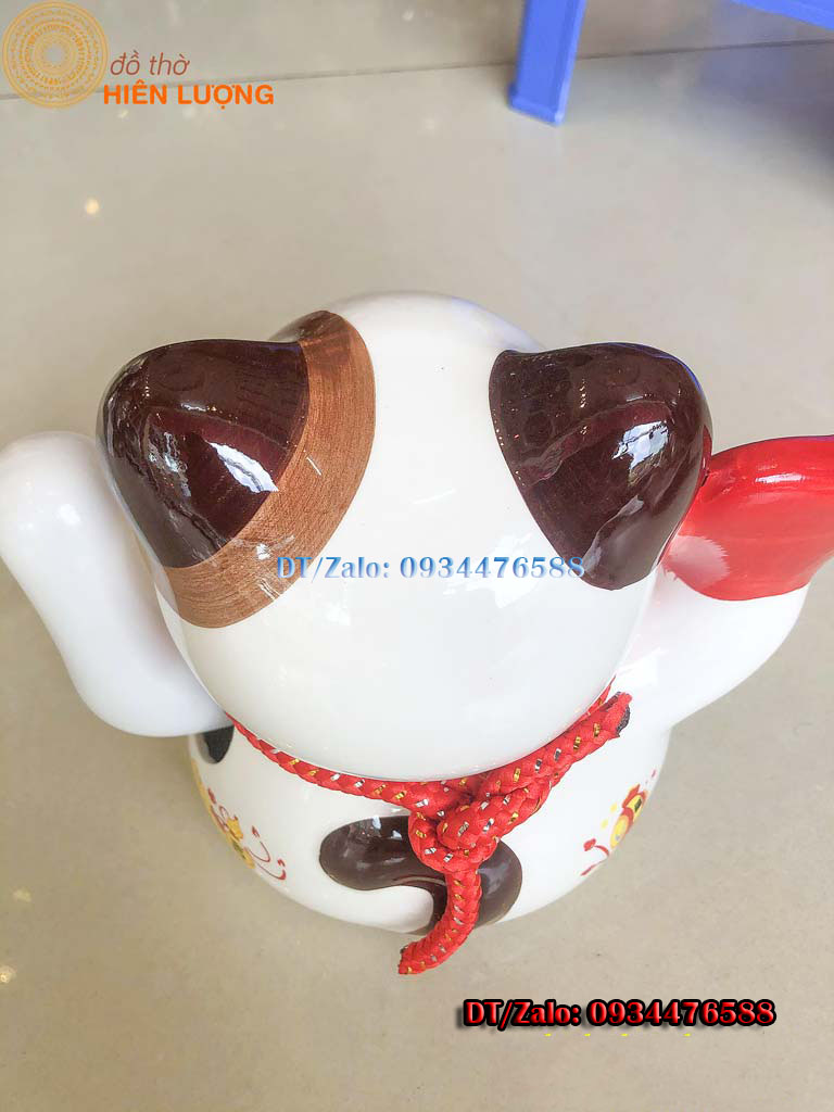 Mèo Thần Tài May Mắn NeKo Vẫy Tay Chiêu Tài Cao 20cm Bằng Gốm Sứ Tráng Men Cao Cấp