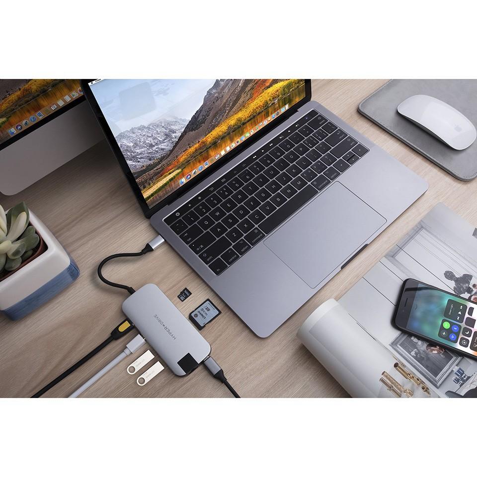 Cổng chuyển HyperDrive Slim 8-in-1 USB-C HUB cho Macbook &amp; Devices -  Hàng Chính Hãng