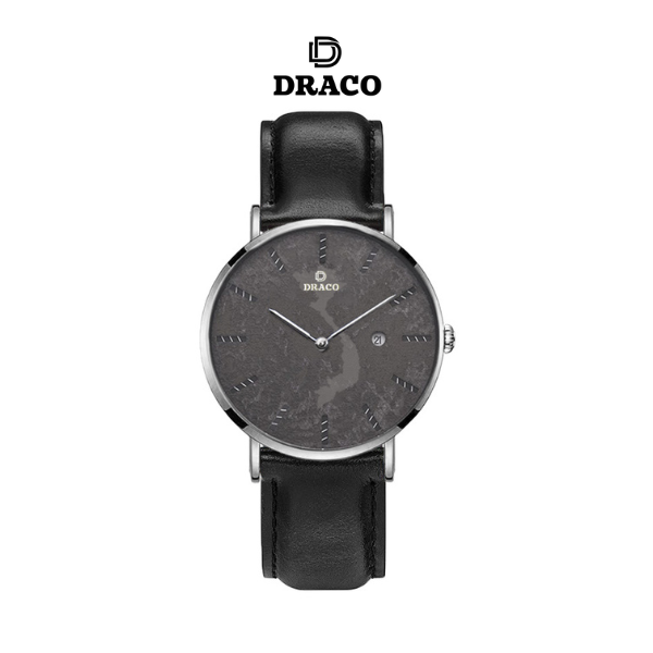 Đồng Hồ Nam DRACO D22-ST03 “Vietnamese Boy” Bạc Da Đen