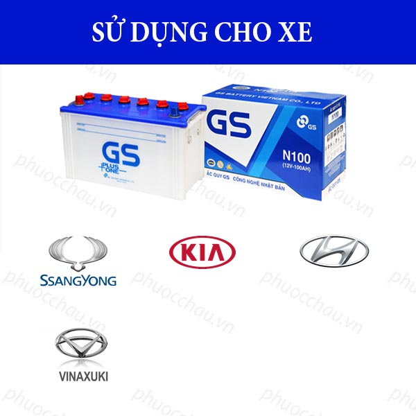 Bình Ắc Quy Nước 12V-100Ah, Ắc Quy Ô Tô GS N100