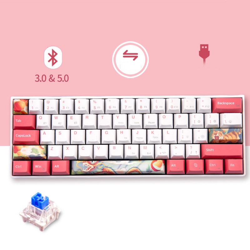 Bàn phím cơ không dây Dual Mode Newmen GM610Dy (MX Hotswap, Bluetooth 5.0, Layout Mac &amp; Win, Keycap PBT Cherry Profile ), bảo hành 24 tháng - Hàng chính hãng