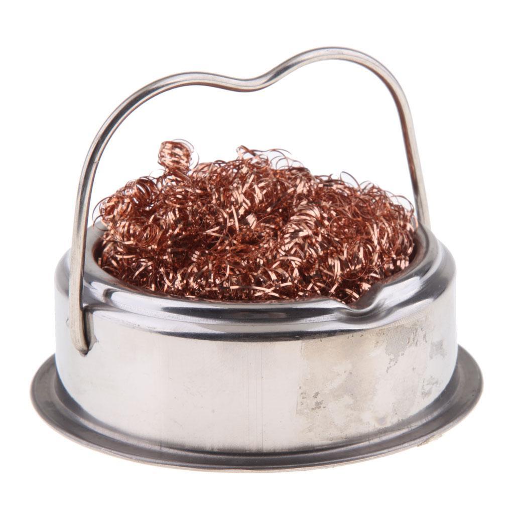 Welding Soldering Solder Iron Tip Cleaner Steel Wire with Stand Silver