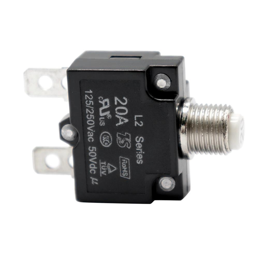 2 Pieces 12V-24V Push Button Resettable Panel Mount Circuit Breaker 30A+20A