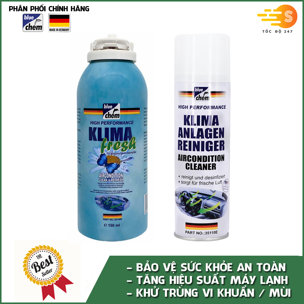 Bộ 2 chai khử mùi, khử trùng 35140E và vệ sinh hệ thống điều hòa 35110E cao cấp Bluechem - 35140E_35110E