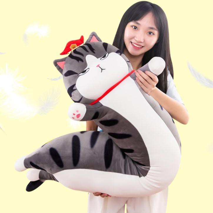 Gối ôm mèo hoàng thượng cho bé ngủ ngon – Quà tặng thú nhồi bông mèo mặt quạu siêu dễ thương – Size từ 60 đến 130 cm – Gấu bông mèo quý tộc