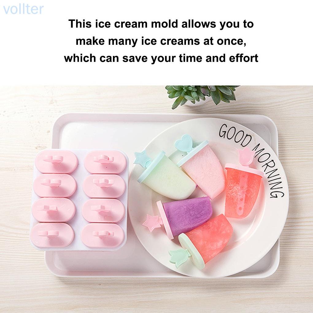 Ice Cream Mold PP Plastic Ice Dessert Maker Home Kitchen DIY Mould Summer Dessert Making Tool, Round, 6 Grid, Blue