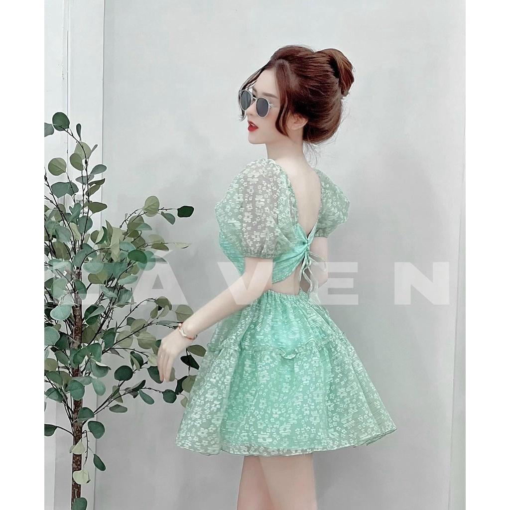 Đầm váy nữ ren hoa dáng xòe cổ vuông họa tiết tôn dáng trẻ trung siêu xinh bkfrre