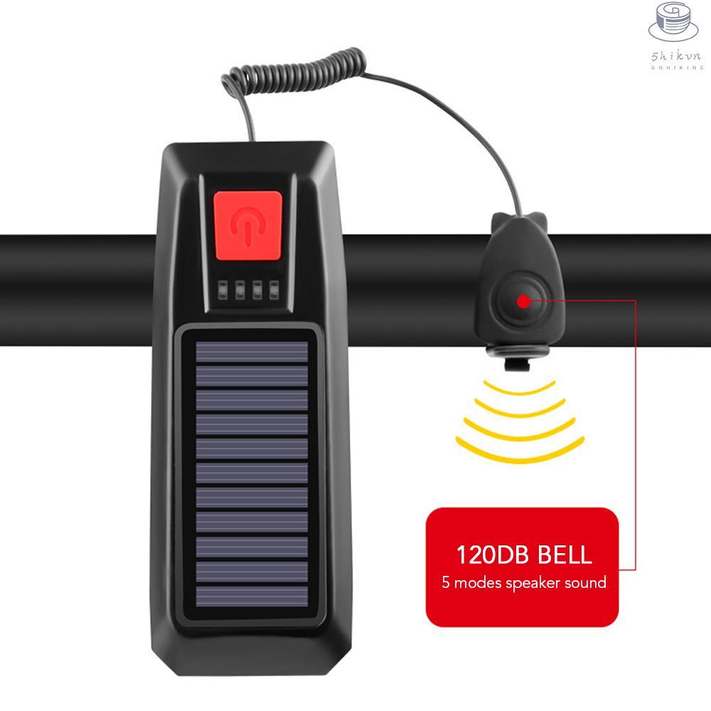 Đèn pha năng lượng mặt trời 5 chế độ sáng với cổng sạc USB chống nước có thể sạc lại cho xe đạp leo núi