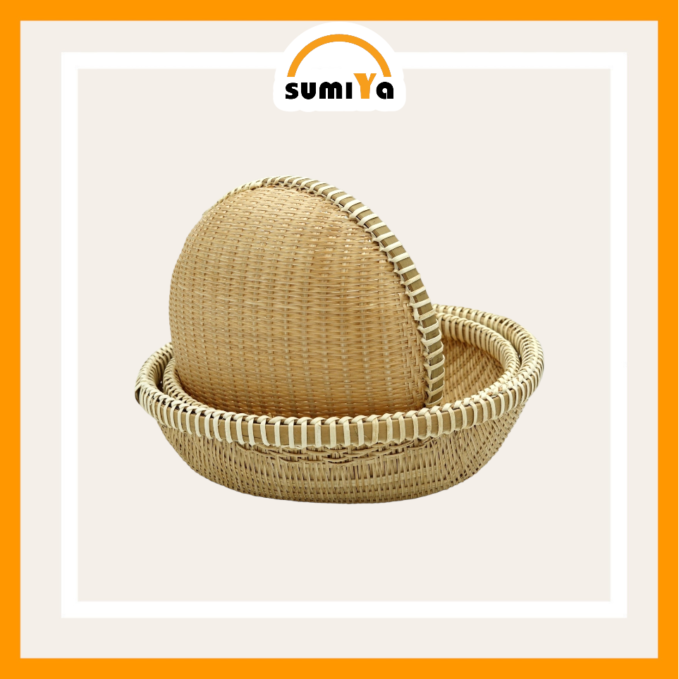 Rá tre, Rổ tre viền mây đan kín cao cấp hình tròn, nguyên liệu tự nhiên thân thiện môi trường, trang trí, để thức ăn