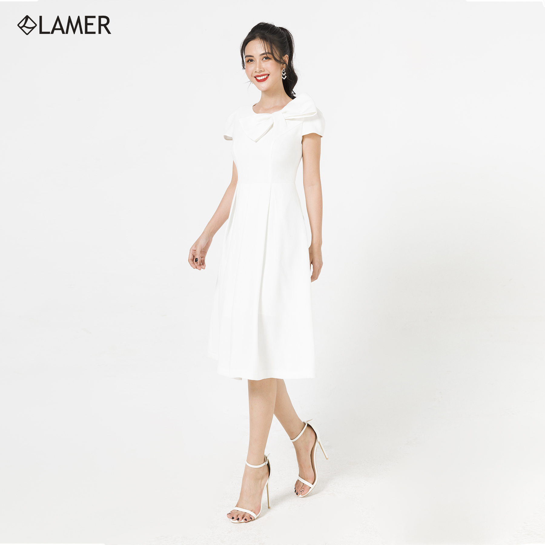 Đầm dạ hội xòe nơ cổ LAMER S63I20Q039