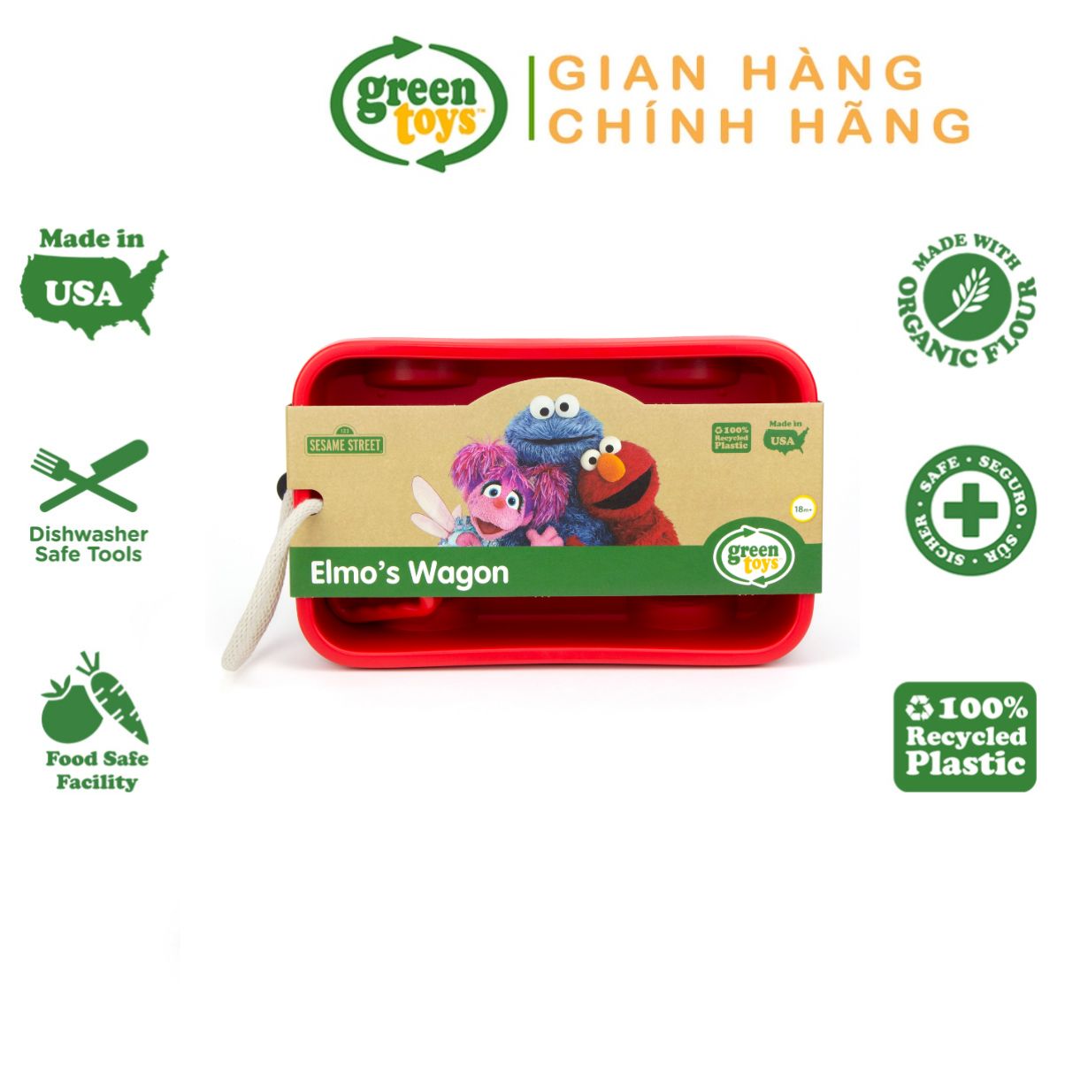 Đồ Chơi Xe Kéo Hàng Elmo’s Wagon Green Toys Cho Bé Từ 18 Tháng