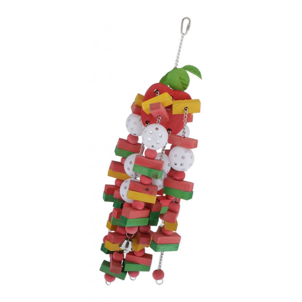 Bird Toys Cage Hanging Accessories Wooden Blocks Toys for Small Parrot Birds
