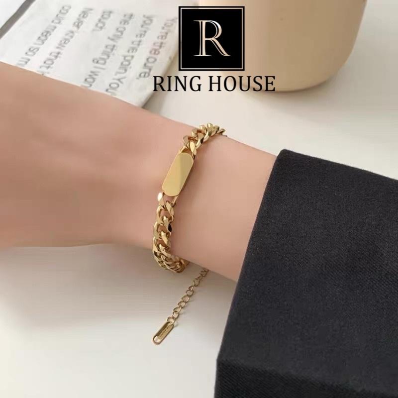 Lắc Tay Vòng Tay Nữ Titan Không Gỉ Xích Mặt Trơn Cá Tính Đẹp Ring House xe