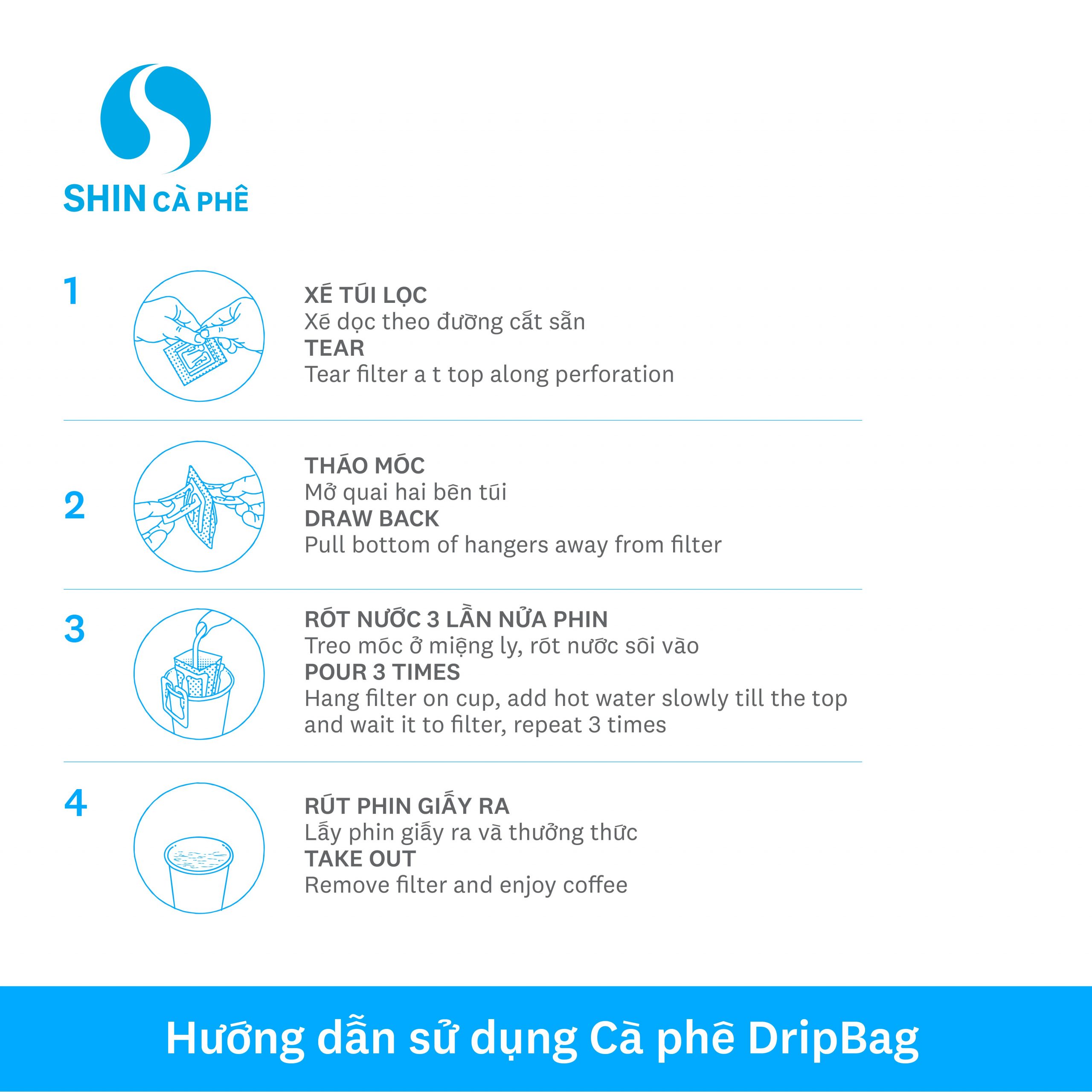 SHIN Cà Phê - Combo Sơn la và Đà Lạt - Phin giấy tiện lợi hộp 5 gói