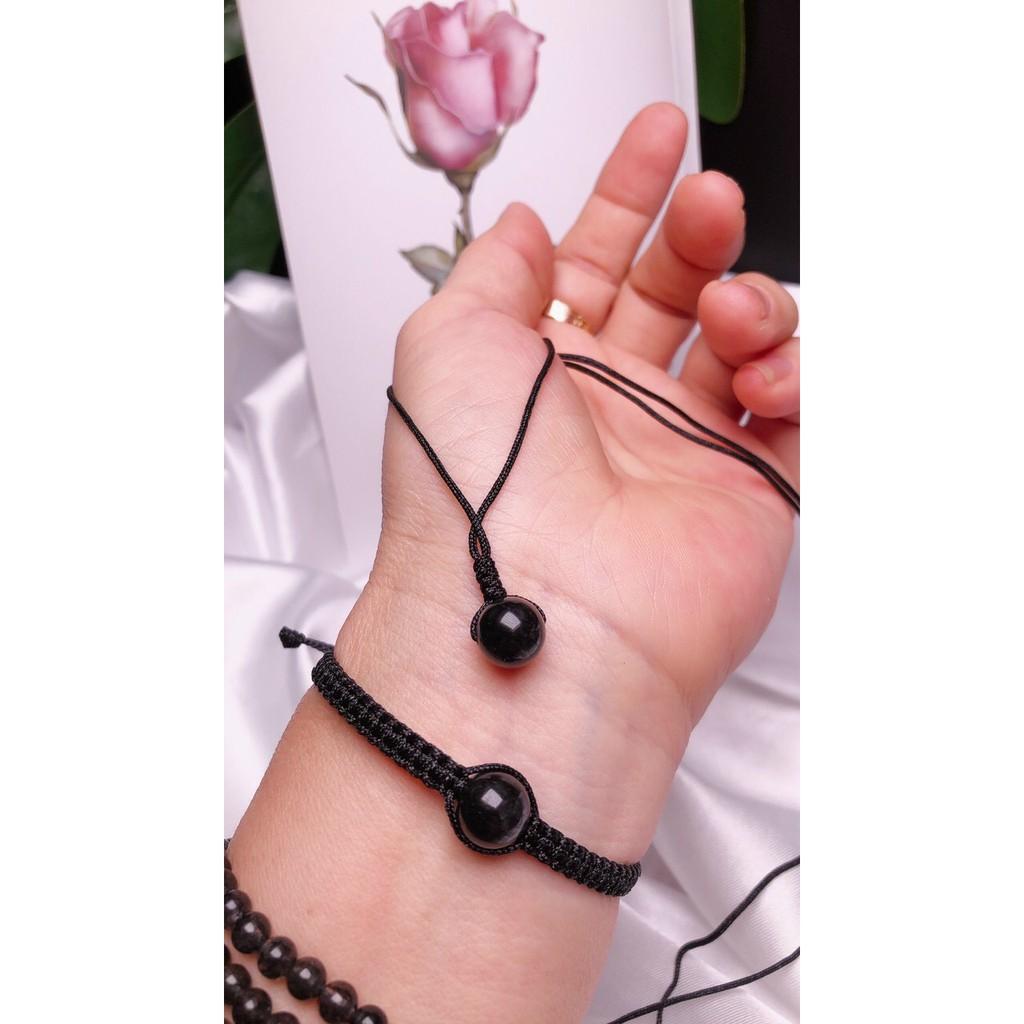 COMBO VÒNG VÀ DÂY CHUYỀN ĐÁ THẠCH ANH ĐEN DÂY ĐEN