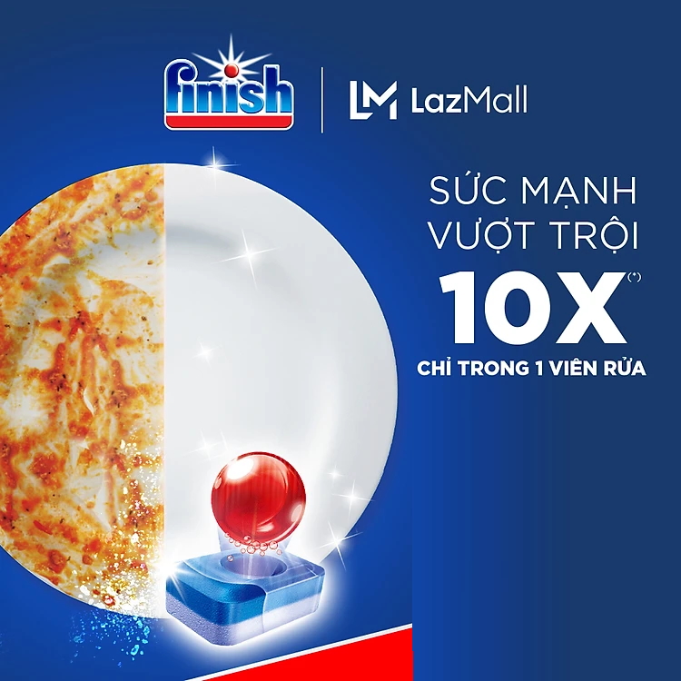 Viên rửa bát Finish all in one 110 viên với 10 chức năng tích hợp trong 1, viên finish dùng cho máy rửa bát chén nhập khẩu chính hãng
