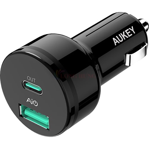 Cốc sạc xe hơi Aukey 1USB 1Type-C CC-Y7 - Hàng chính hãng