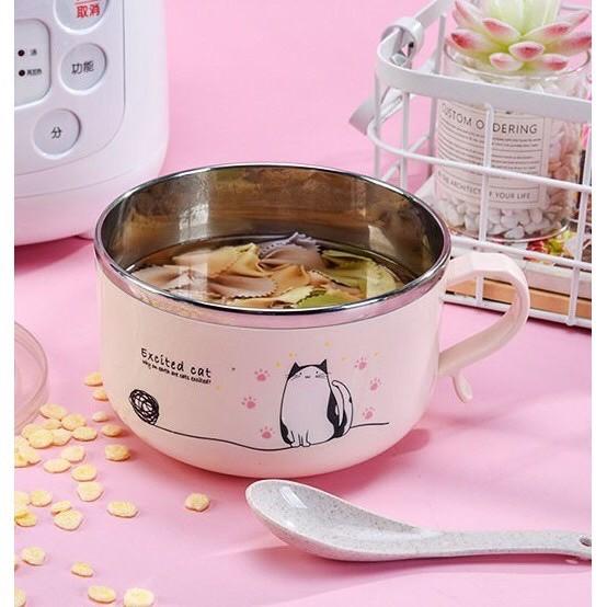 TÔ, THỐ CA NẤU MÌ LÕI INOX GIỮ NHIỆT TỐT TẠNG KÈM NẮP VÀ THÌA