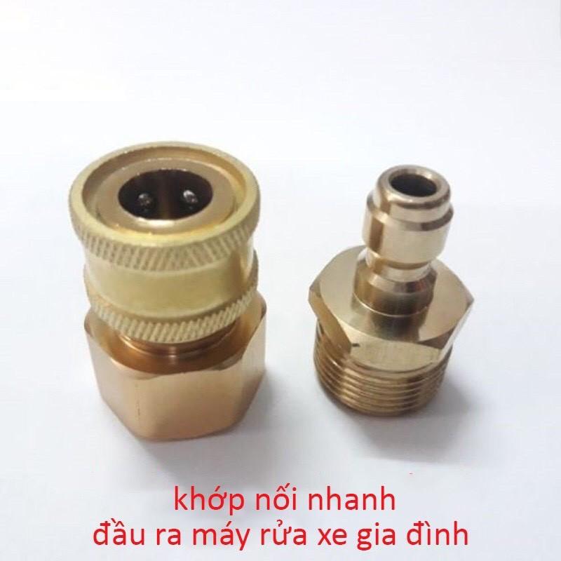 Bộ khớp nối nhanh đầu ra cho máy rửa xe gia đình, máy rửa xe mini (chống xoắn dây 22mm, nối sung với bình bọt tuyết )