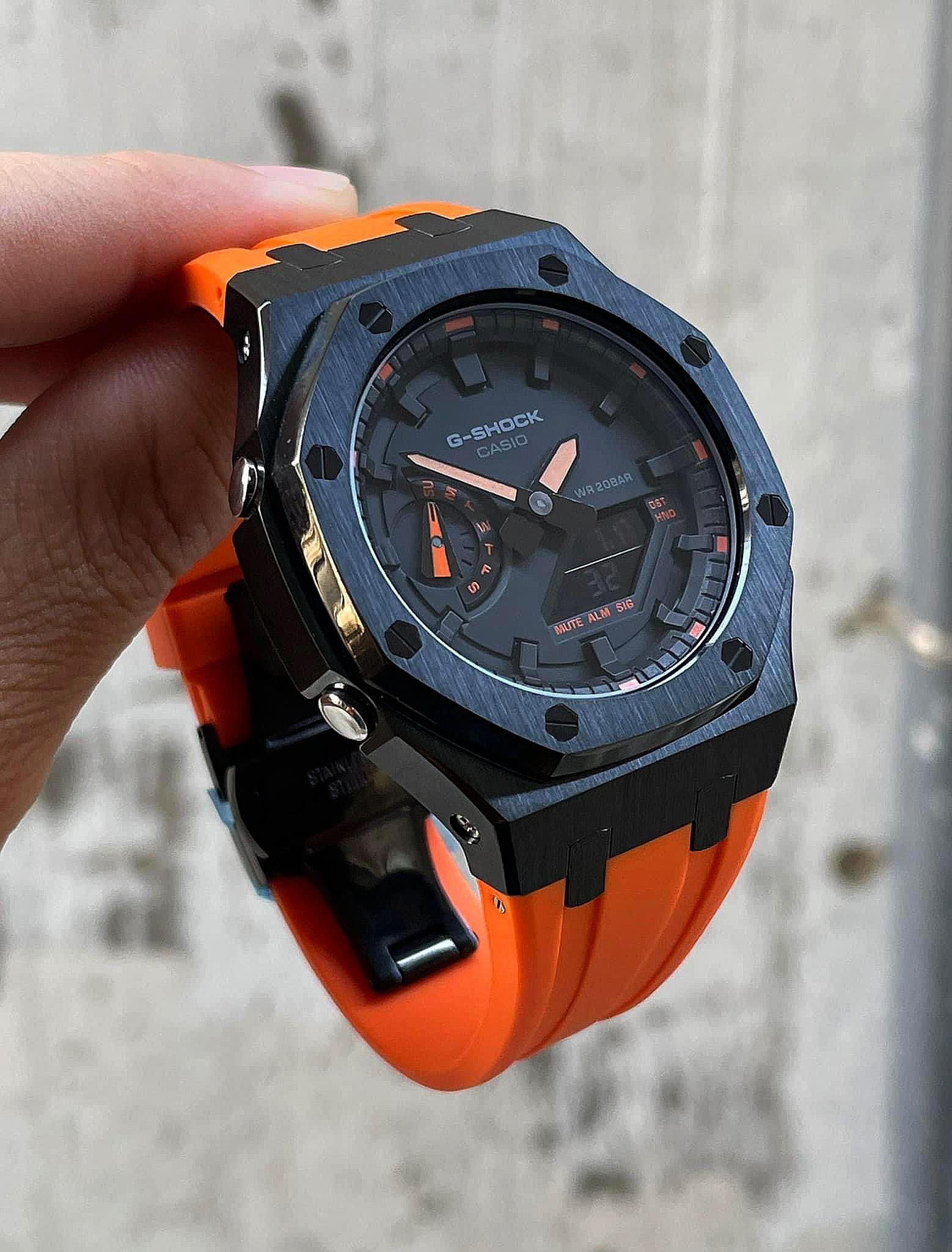 Đồng Hồ Nam Dây Nhựa Casio G-Shock GA-2100-1A4 AP Custom Black x Orange Royal Oak