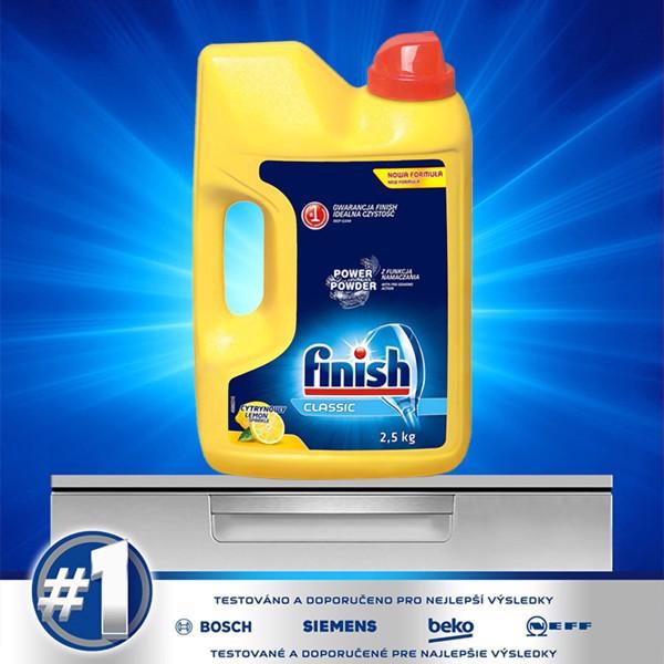 Bột rửa bát Finish Classic Power 2.5kg (Hương chanh) Bột dùng cho máy rửa bát