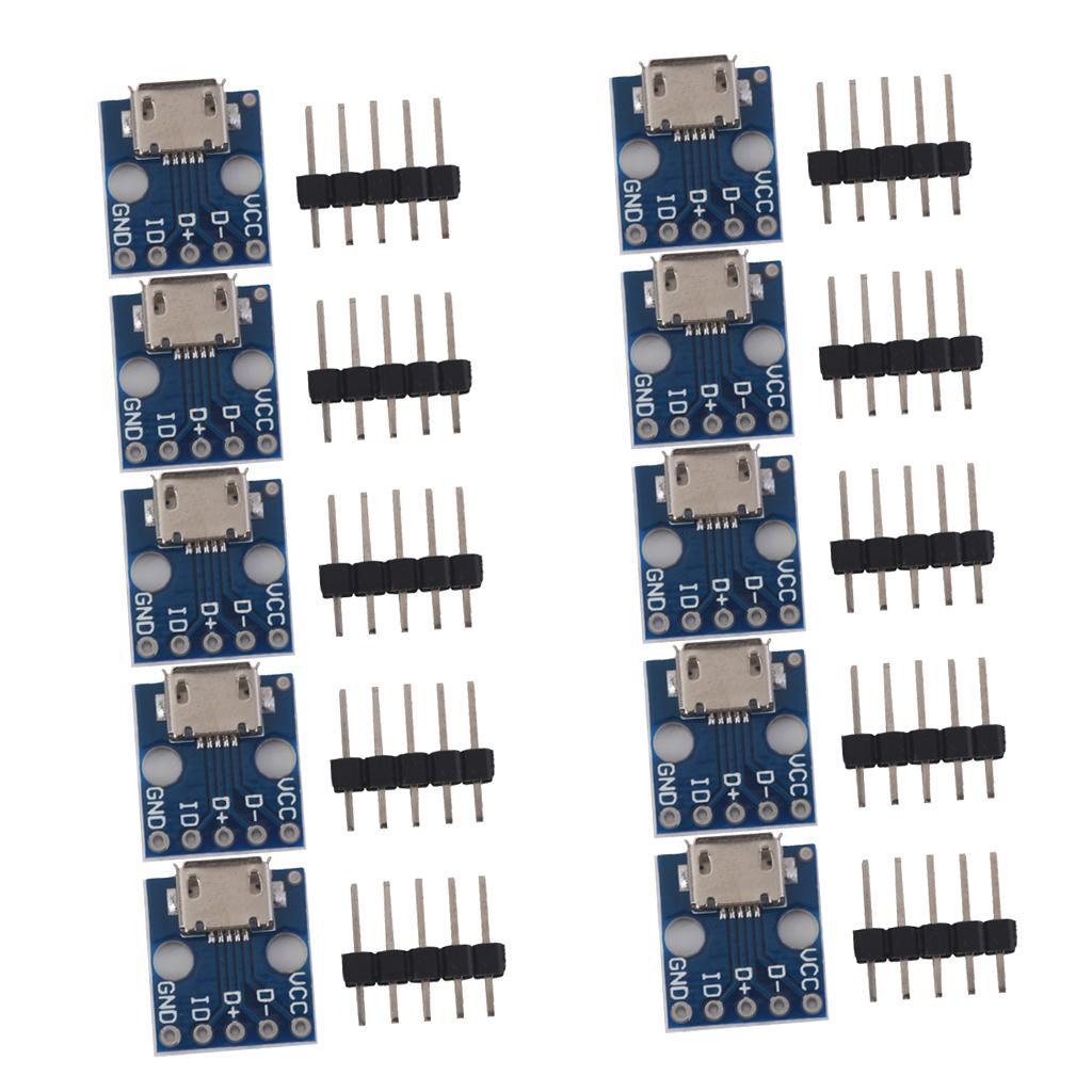 7x10pcs Female MICRO USB to DIP 5-Pin Pinboard 2.54mm micro USB type