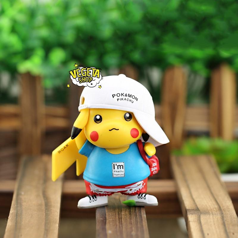 Mô hình Pikachu - Pikachu phong cách thời trang đội mũ lưỡi trai thời thượng dễ thương - Cao khoảng 8cm