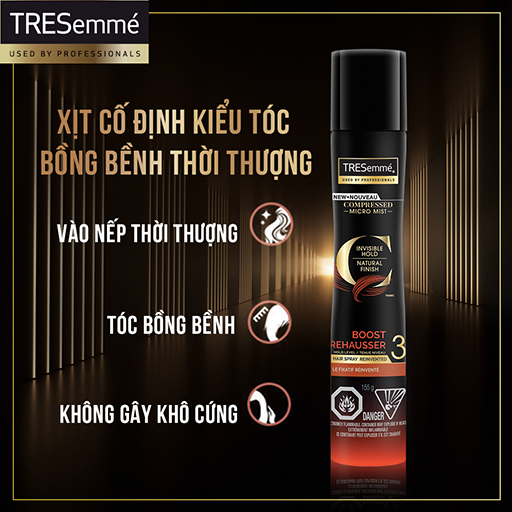 Xịt Tạo Kiểu Tóc Giữ độ Phồng TRESemmé Compressed Micro Mist Phun Sương Siêu Mịn 155g