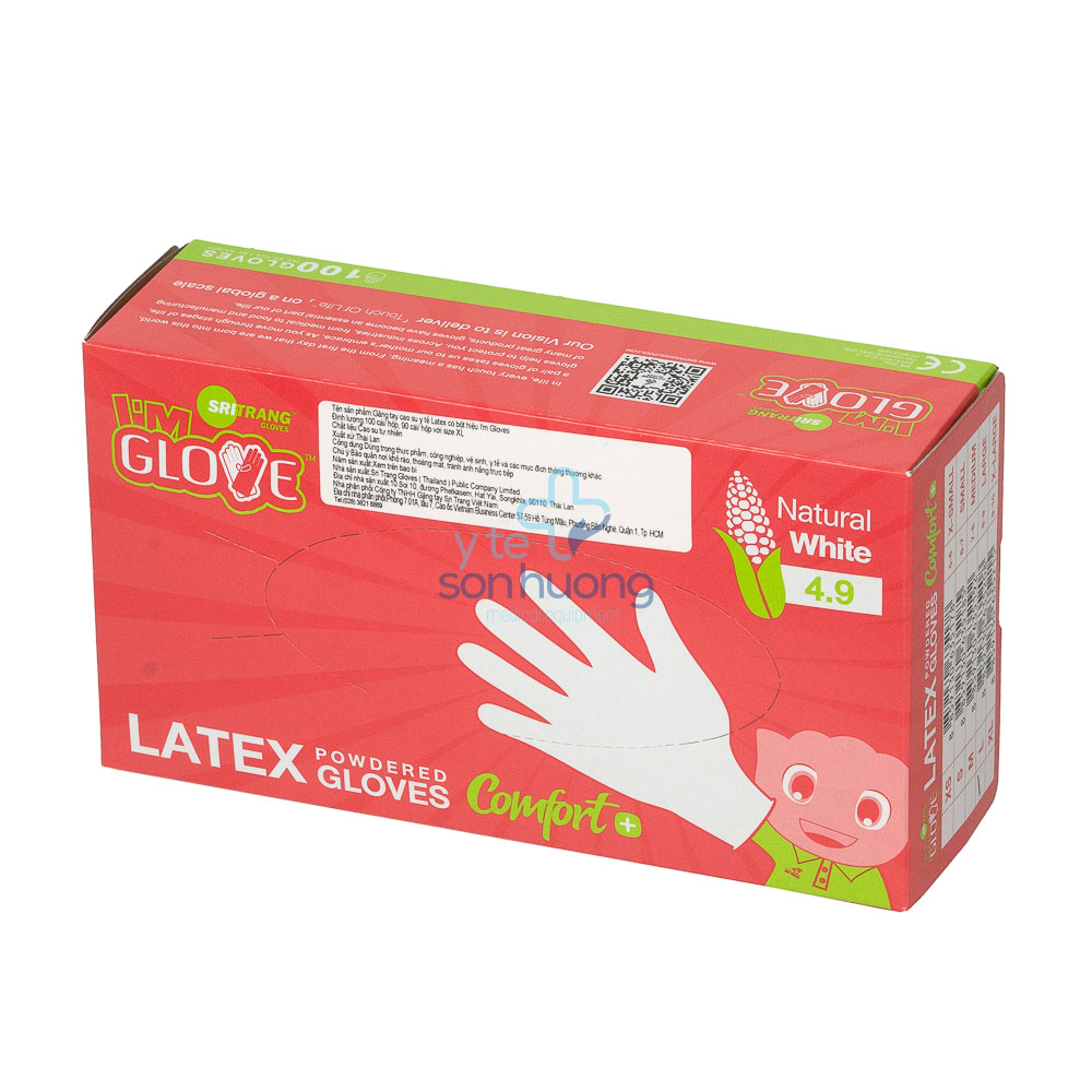 Găng Tay Y Tế Latex  I'm gloves Có Bột Màu Trắng Hộp 100 Chiếc