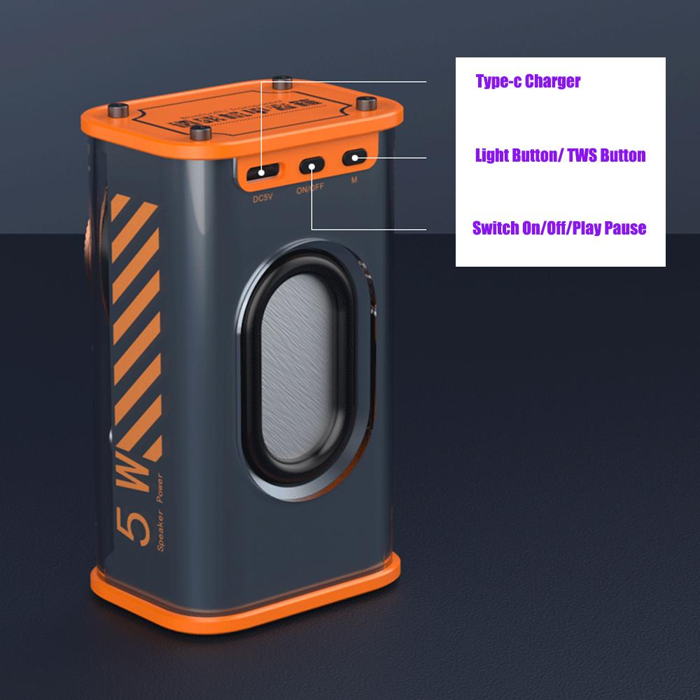 Loa bluetooth không dây mecha trong suốt âm thanh nhịp điệu ánh sáng loa siêu trầm TWS stereo Trung tâm âm nhạc Cyberpunk cuộc gọi rảnh tay Color: transparent Pink