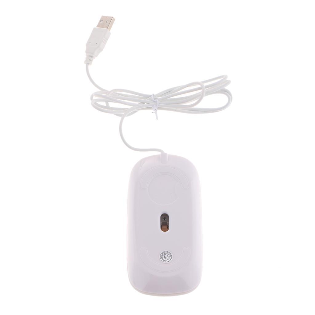 Thin Slim USB Optical Wired Mouse for PC Laptop Windows Apple- White