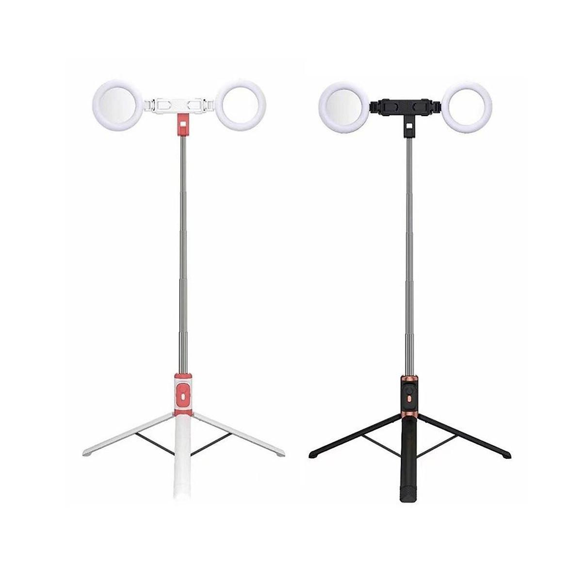 Gậy chụp ảnh selfie 3 chân kéo dài 170cm, có 2 bóng đèn LED trợ sáng và Bluetooth điều khiển từ xa lên đến 10 mét, TRẮNG - NGẨU NHIÊN