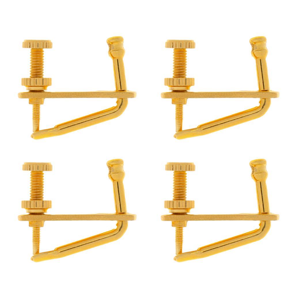 4 Pieces Golden Plated Violin String Fine Tuner Adjuster Part for 4/4 3/4 Violin