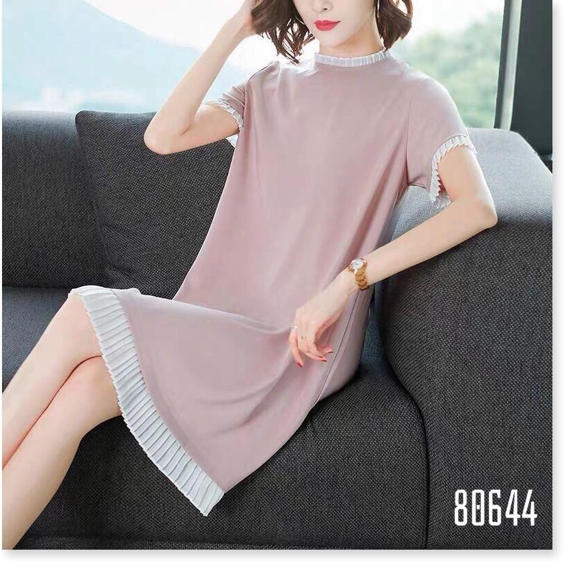 Đầm nữ suông phối viền chất liệu đũi mát nhẹ siêu sang cho quý cô