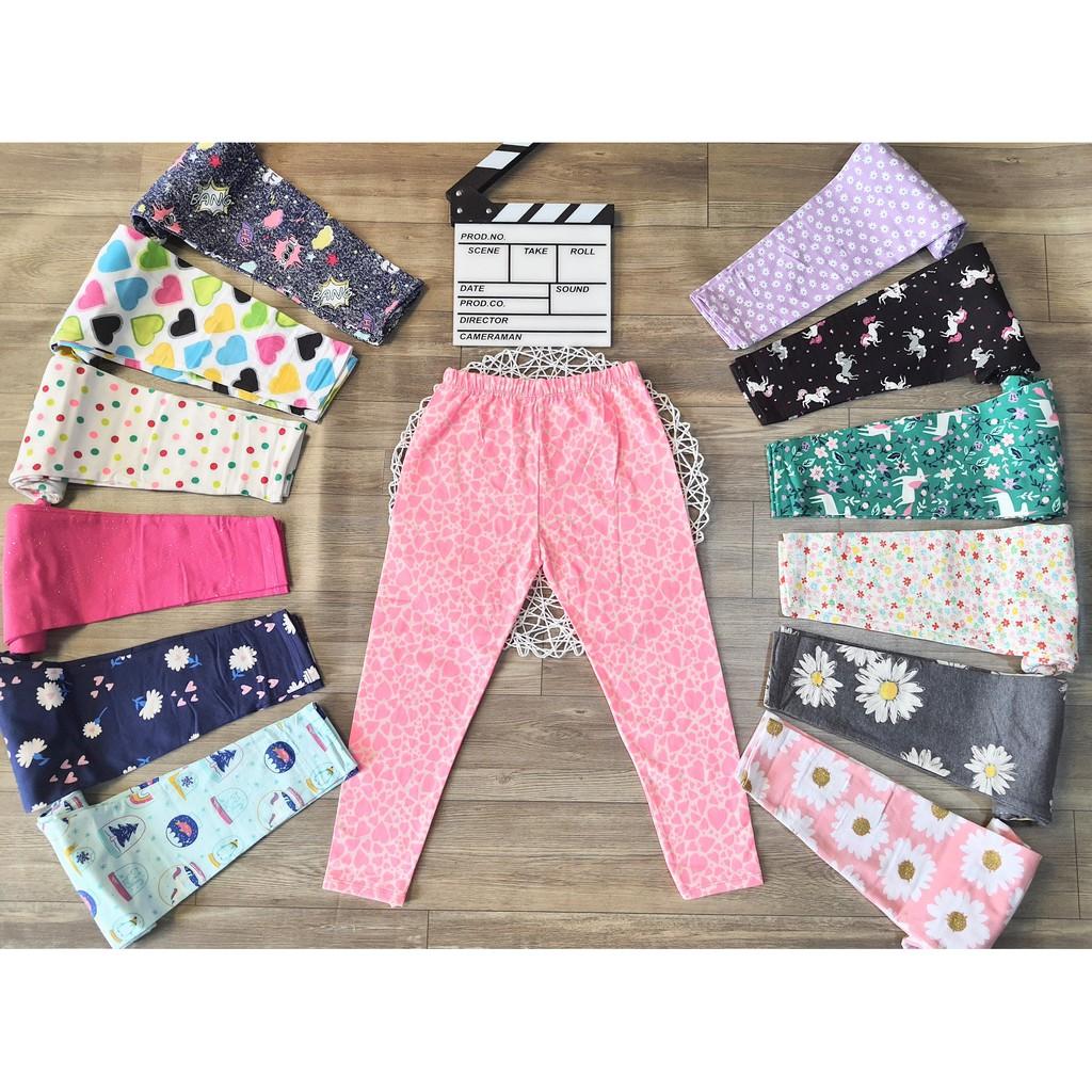 (VẢI XUẤT XỊN) QUẦN LEGGING DÀI/ QUẦN DÀI HOẠ TIẾT CHO BÉ GÁI 9-41kg (GIÁ 1 CÁI)
