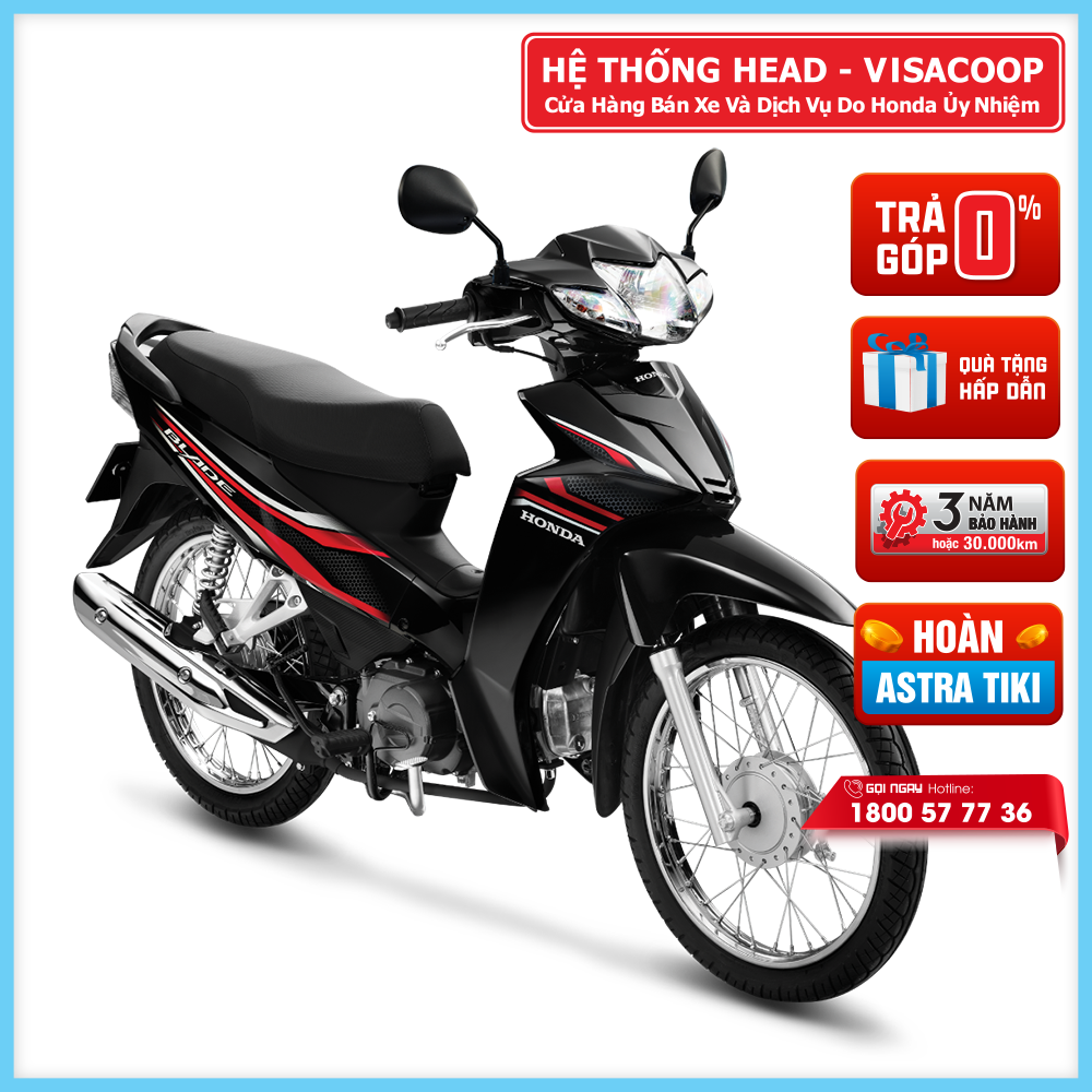 Xe máy Honda BLADE 110cc Phiên bản Tiêu chuẩn (Phanh cơ, Vành nan hoa)