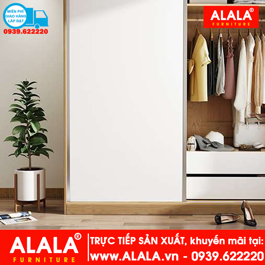 Tủ quần áo ALALA265 (1m6x2m) Gỗ HMR chống nước - www.ALALA.vn - 0939.622220