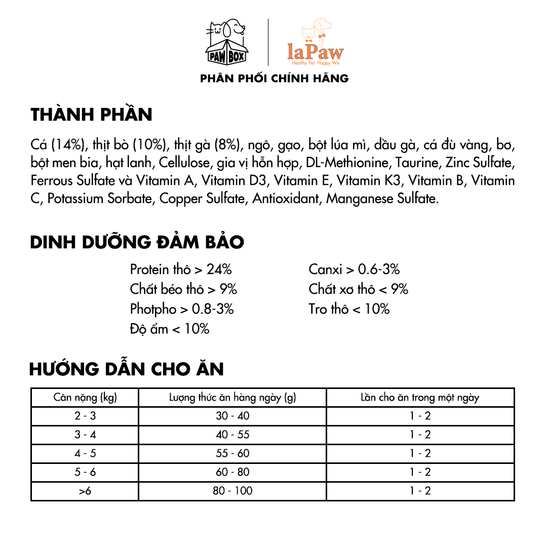 Hạt cho mèo trưởng thành hỗn hợp dinh dưỡng chuẩn Âu laPaw Gourmet 1KG