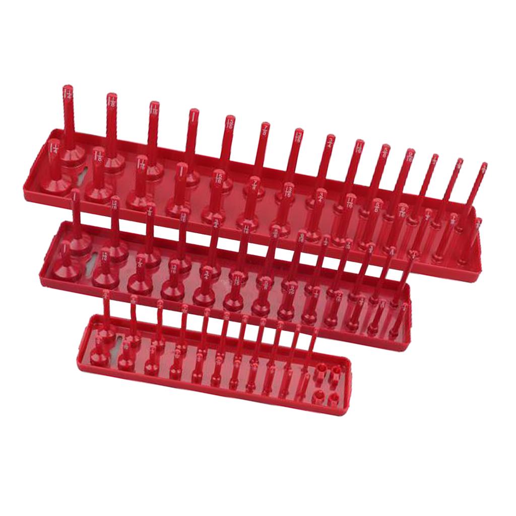 3Pcs Drive Socket Organizer Tray Premium Quality Tool Organizer Plastic Rail Rack Tray Storage Peg