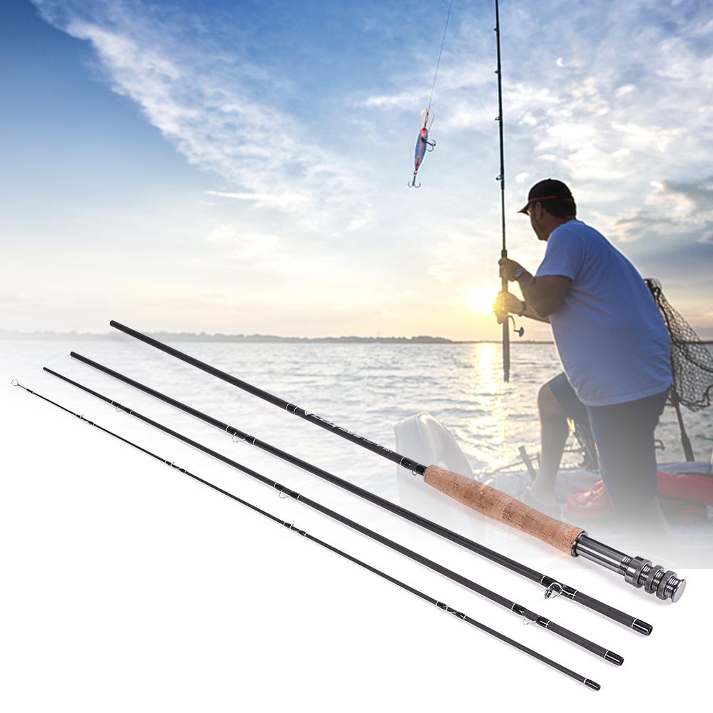 Cần câu cá carbon siêu nhẹ dài 9FT - 2.7m gồm 4 phần, có cán cầm êm tay