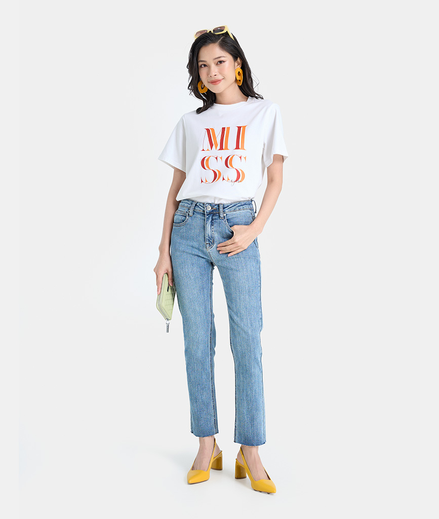 Quần Jeans Nữ Thời Trang HNOSS Ống Đứng Dáng Ôm HNQDA019