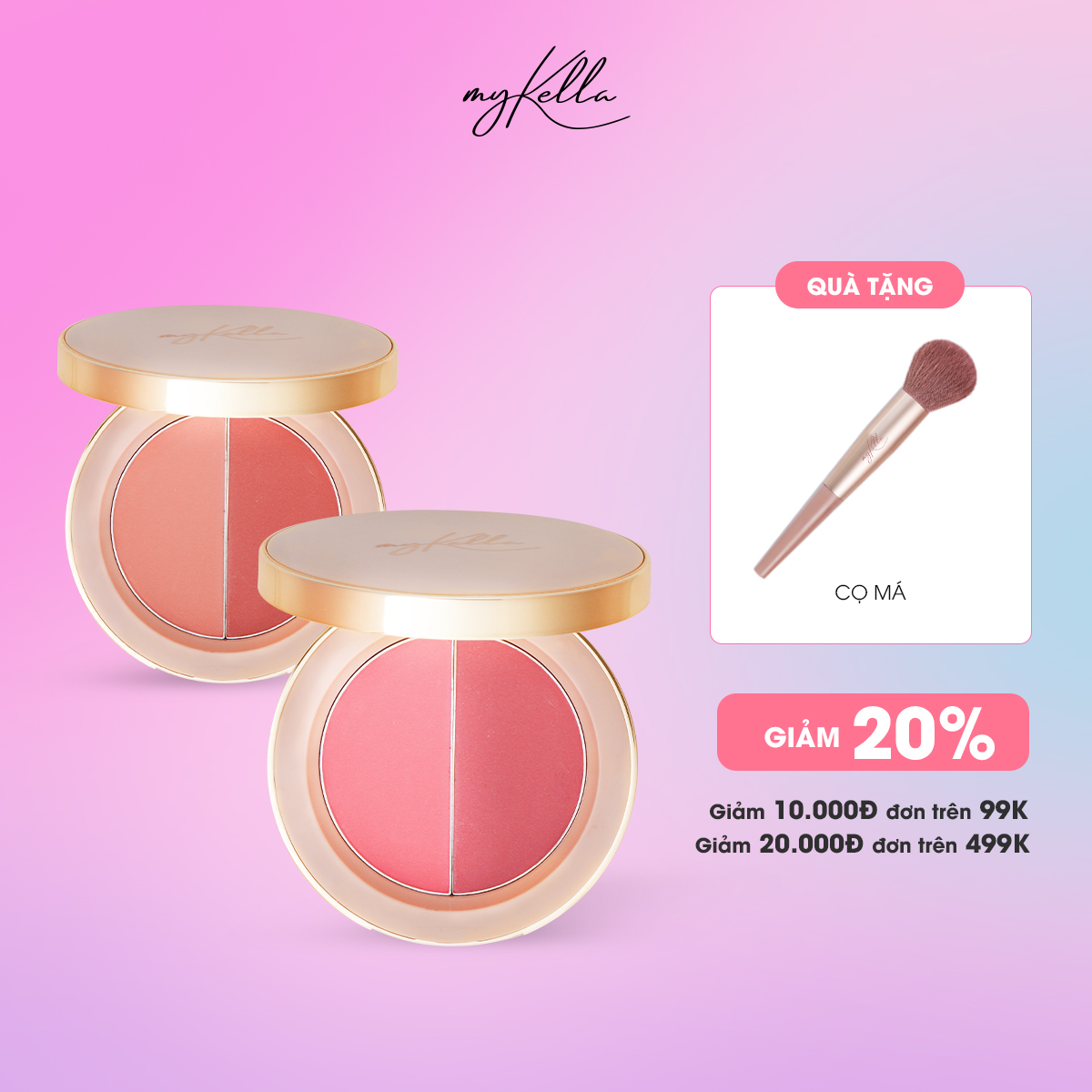Phấn Má Trang Điểm myKella Magic Cheek Duo Lâu Trôi Và Trendy