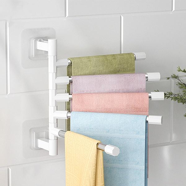 Giá treo khăn dán tường thiết kế xoay 180 độ Móc treo đồ inox Kệ để đồ nhà tắm giá treo quần áo tiện ích