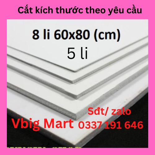 (Siêu Siêu RẺ) Bìa mô hình - 8mm 5mm 60x80cm (Bìa làm handmade, Formex 5li 8li , Fomex 5ly 8ly, Fomic)