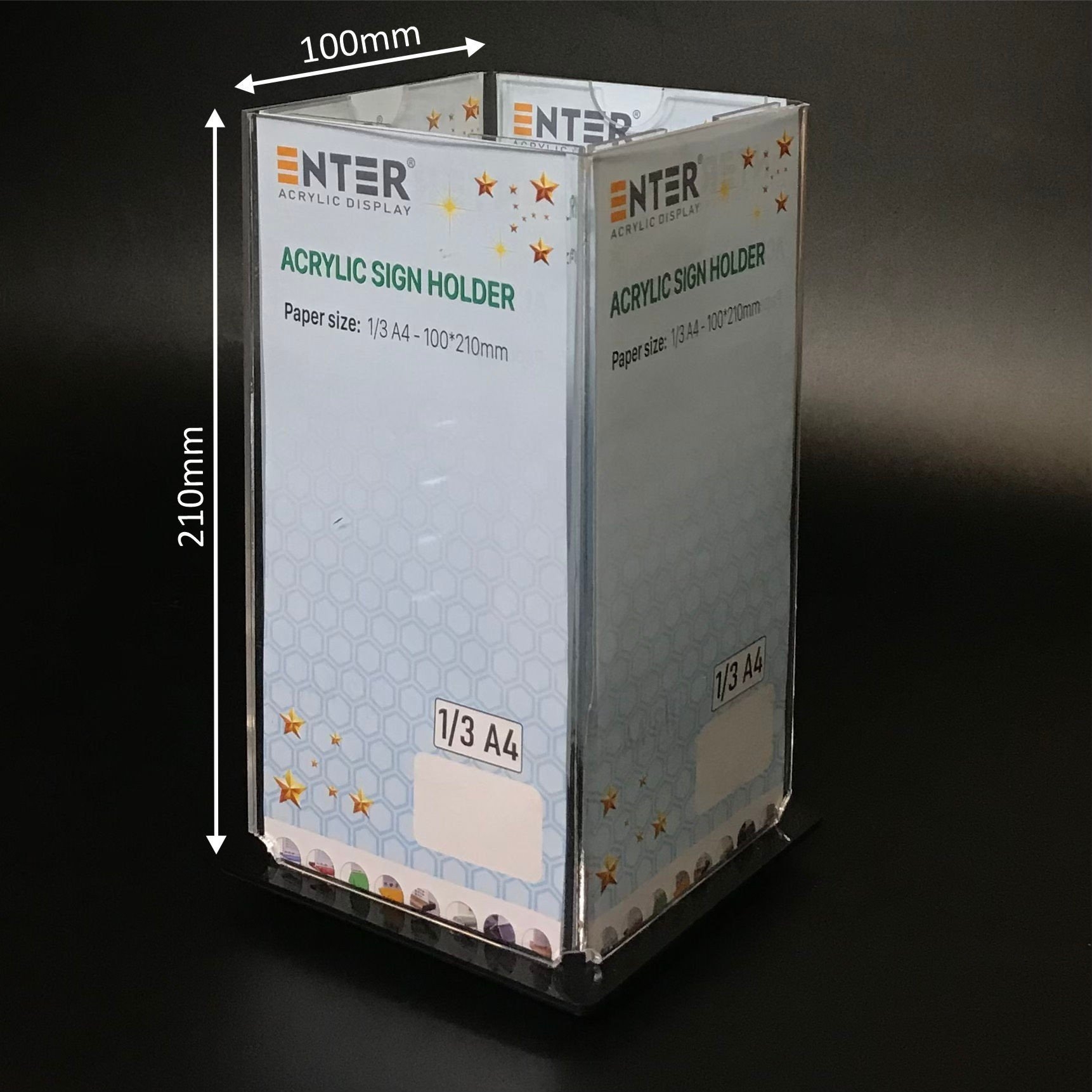 Kệ mica 4 mặt Enter đế xoay E24B